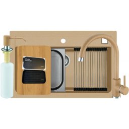 Set chiuveta granit Alveus Atrox 40 G55, baterie Kati G55 + dozator, tocator, sita,all round, organizator, 3010010, 79 cm, Bej