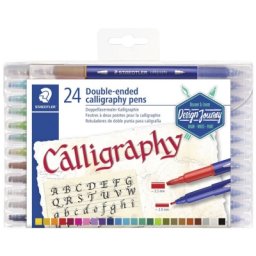 Marker caligrafic Design Journey Calligraphy, 2 capete, 24 culori/set Staedtler
