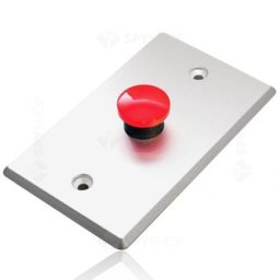 Placa aluminiu eloxat cu buton din plastic rosu pentru iesire NO/NC,AR PB 3A