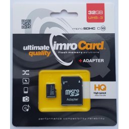 Card memorie Card Set memory IMRO MicroSD10/32G UHS-3 ADP (32GB; Class U3; Adapter, Memory card)
