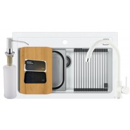 Set chiuveta granit Alveus Atrox 40 G11, baterie Kati G11 + dozator, tocator, sita,all round, organizator, 3010009, 79 cm, Alb