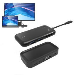 Hub USB Type-C SiGN, Cu Bluetooth Receiver (HDMI, VGA, Jack, USB-C), Negru SN-TVBT01