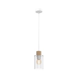 Lustră pe cablu MADERA 1xE27/60W/230V albă/lemn