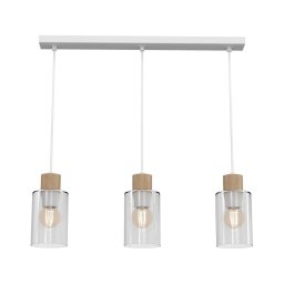 Lustră pe cablu MADERA 3xE27/60W/230V albă/lemn