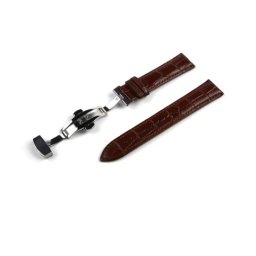 Curea piele deployant cu buton maro 24 mm