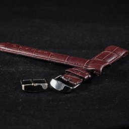 Curea piele capat curbat maro inchis 18mm - 38236