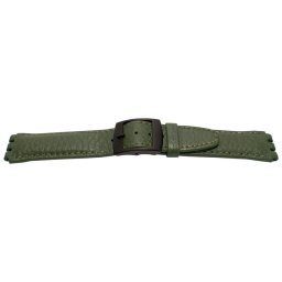 Curea piele tip Swatch 17 mm verde olive - 62735