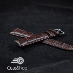 Curea piele vitel maro inchis si catarama argintie XXL 24mm - 37235