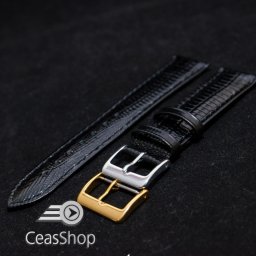 Curea piele soparla tegu captusita neagra 18mm - 38427