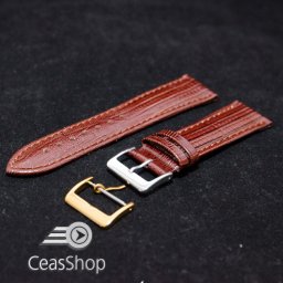 Curea piele soparla tegu captusita maro 24mm - 38457