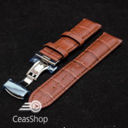 Curea piele vitel captusita deployant cu arc maro 22 mm - 35935