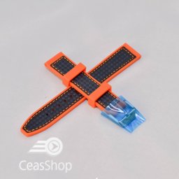 Curea silicon sport fibra carbon portocalie cu negru 20mm - 38120