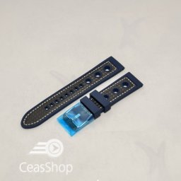 Curea silicon sport GRAND PRIX navy cusaturi albe 22mm - 38147