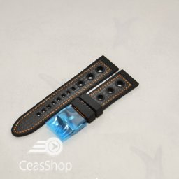 Curea silicon sport GRAND PRIX neagra cusaturi portocalii 20mm - 38133