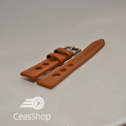 Curea piele GRAND PRIX maro cusaturi albe 20mm - 37006