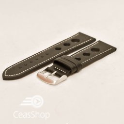 Curea piele GRAND PRIX neagra cusaturi albe 22mm - 36998