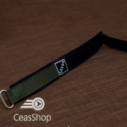 Curea din tesatura de nylon neagra cu verde sport cu arici 20mm - 37032