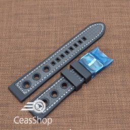 Curea silicon sport GRAND PRIX neagra cusaturi albe 22mm - 38135