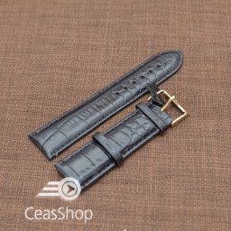Curea piele vitel neagra captusita finisaj aligator 22mm - 20956