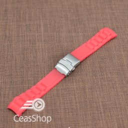 Curea silicon rosie capat curbat 20mm - 31848