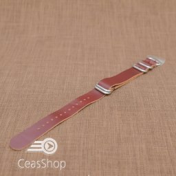 Curea NATO piele maro 22mm catarame groase satinate- 40062