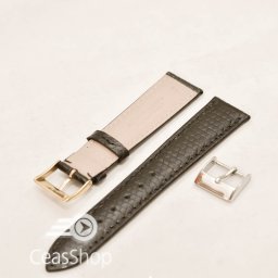 Curea piele de soparla captusita cu finisaj lacuit- neagra- 17mm
