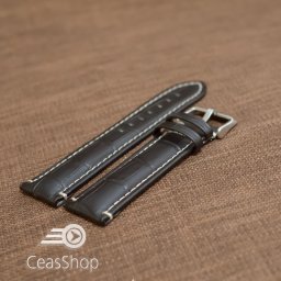 Curea piele vitel model crocodil cusaturi albe 20mm- 38083
