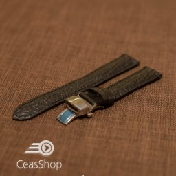 Curea piele textura rechin captusita deployant cu arc neagra 16 mm - 38775