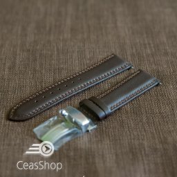 Curea piele vitel captusita deployant simplu maro inchis 18 mm - 42868