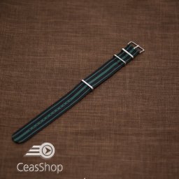 Curea NATO negru cu verde 22mm - 37048