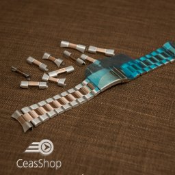Bratara metalica reglabila bicolora rose gold 22-26mm - 40011