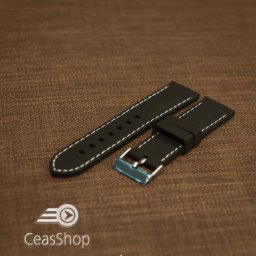 Curea silicon neagră cusături albe 24mm - 42310
