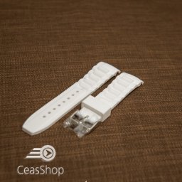 Curea silicon alba capat curbat 20mm - 43402