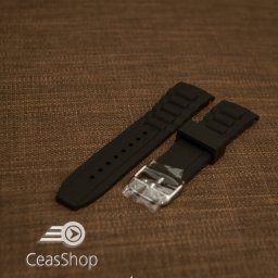 Curea silicon neagră capat curbat 22mm - 43397