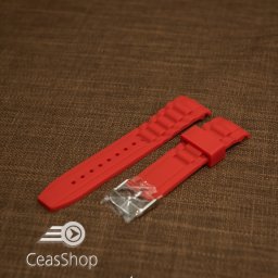 Curea silicon roșie capat curbat 20mm - 43404