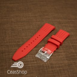 Curea silicon roșie capat curbat 22mm - 43393