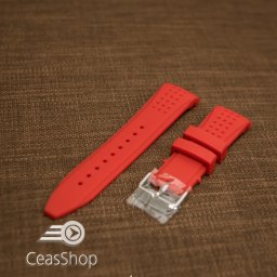 Curea silicon roșie capat curbat 24mm - 43394