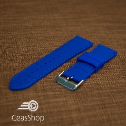 Curea silicon model crocodil albastru electric 22mm - 45913