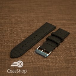 Curea silicon model crocodil neagră cusături negre 20mm - 45892