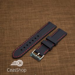 Curea silicon navy cusături roșii 22mm - 42319