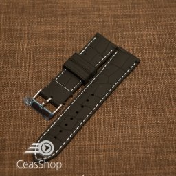 Curea silicon model crocodil neagră cusătură albă 18mm - 45903