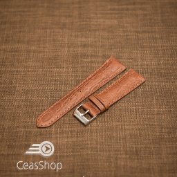 Curea crocodil veritabil , maro, captusită cu finisaj mat 22mm - 33780