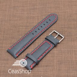 Curea piele neagra Mustang mata,captusita, cusatura rosie 20mm - 40476