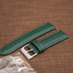 Curea piele lină, căptușită ,cusatură dublă verde 18mm - 42847