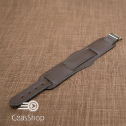 Curea piele tip militar 20mm maro catarama aurie - 33994
