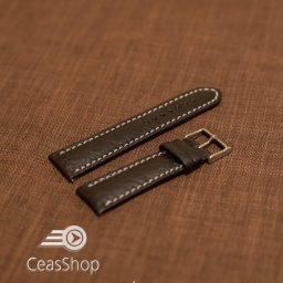 Curea piele MILANO neagra, captusita, cusaturi albe 24mm - 46402