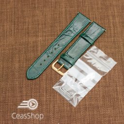 Curea piele vitel plata model crocodil Elegance verde 20mm - 34509