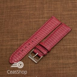 Curea piele de soparla captusita cu finisaj mat vișinie 20mm - 47973