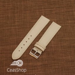 Curea piele de soparla captusita cu finisaj mat bej 18mm - 47952