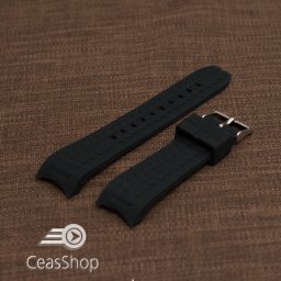 Curea silicon neagra capat curbat 22mm-49208